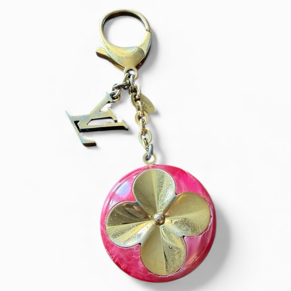 Louis Vuitton Fuchsia Hollow Flower Bag Charm Key Chain
